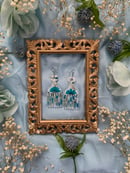 Image 1 of Blue Floral Afro Pick Earrings