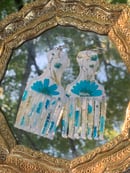 Image 2 of Blue Floral Afro Pick Earrings