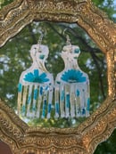 Image 5 of Blue Floral Afro Pick Earrings