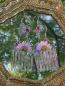Image 2 of Purple Floral Afro Pick Earrings