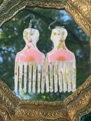 Image 5 of Pink & White Afro Pick Earrings