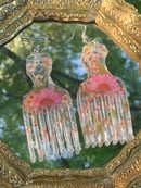 Image 5 of Pink Floral Afro Pick Earrings