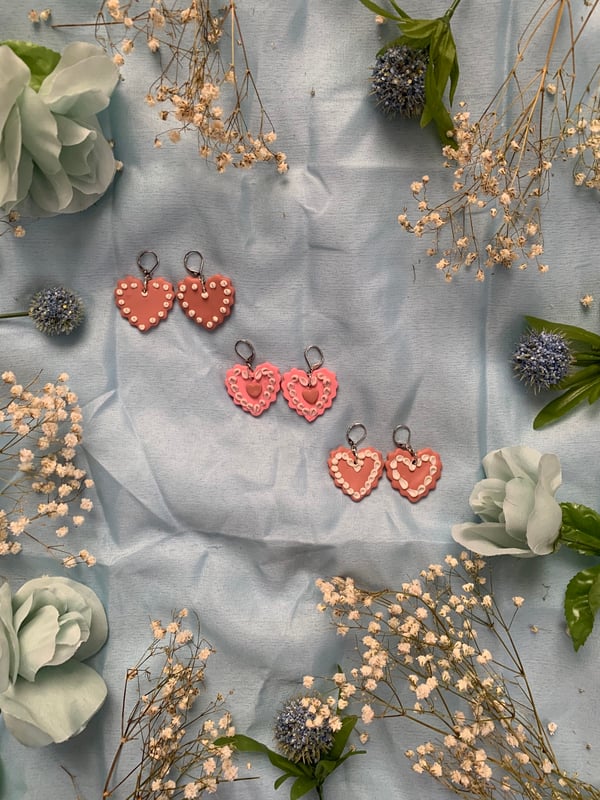 Image of Sugar Cookie Heart Earrings