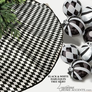 Image of Black and White Harlequin Theme Christmas Tree Skirt