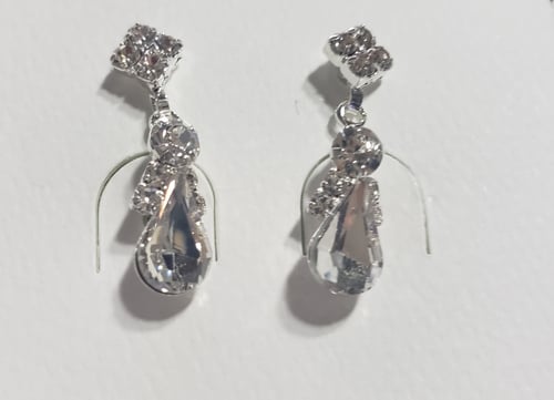 Image of Pave Crystal Rhinestone Teardrop Dangle Necklace w/matching earrings