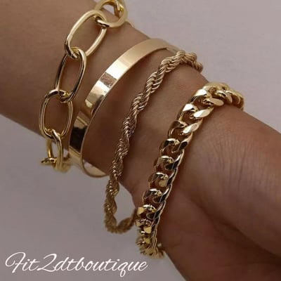 Image of 4 pc gold bracelet set