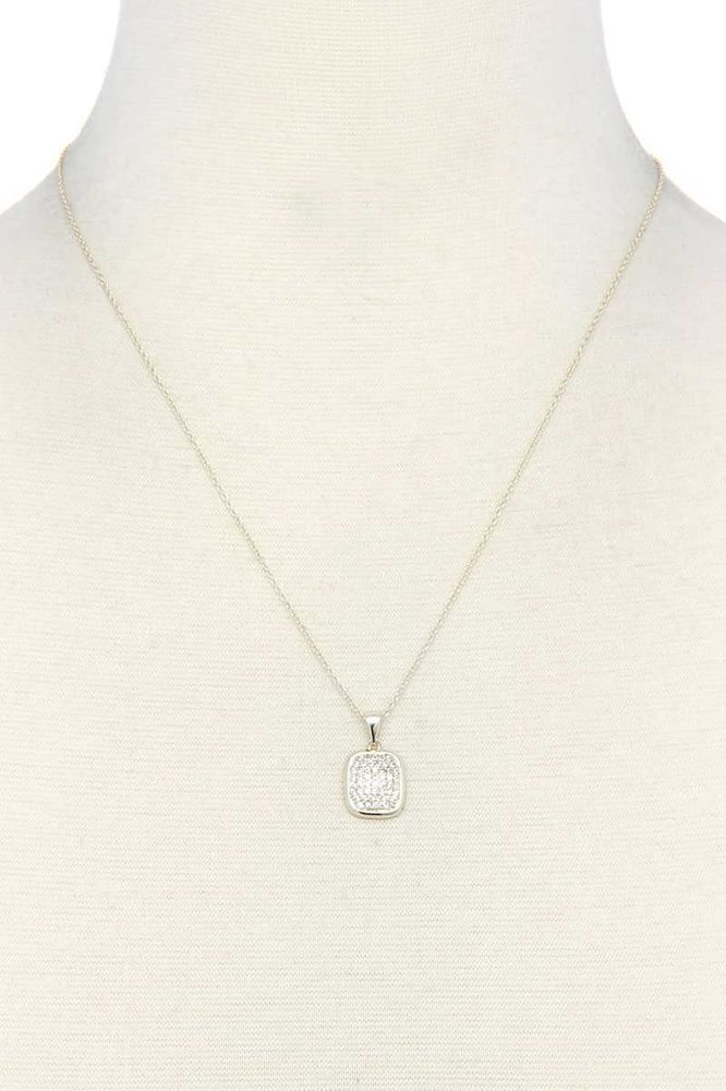 Image of Gold Chain with Square Rhinestone Pendant