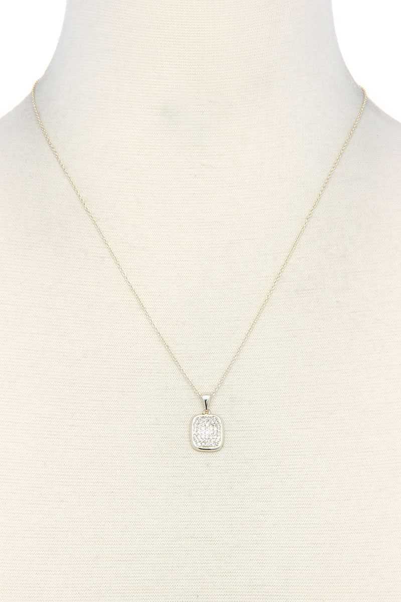 Image of Gold Chain with Square Rhinestone Pendant