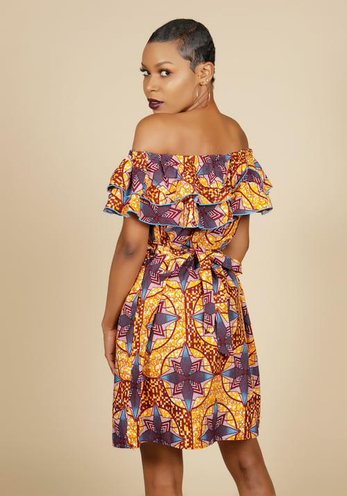 Image of Off the Shoulder Ruffle Dress print 2