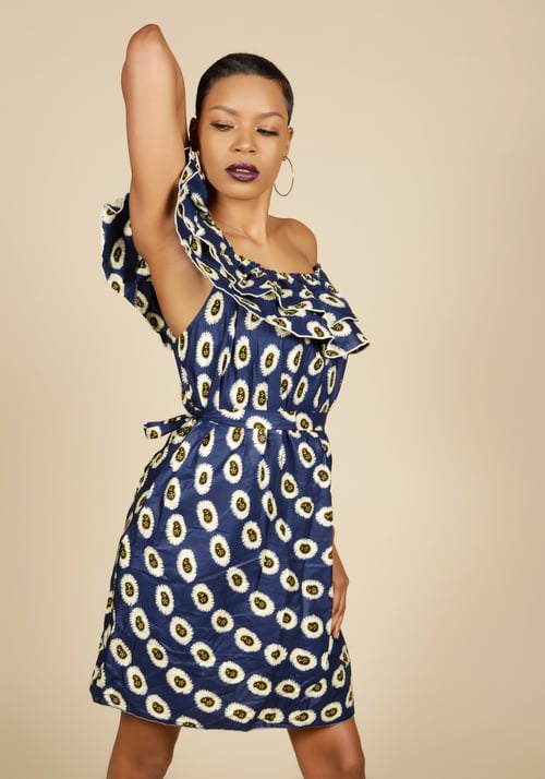 Image of Off the Shoulder Ruffle Dress Print 3