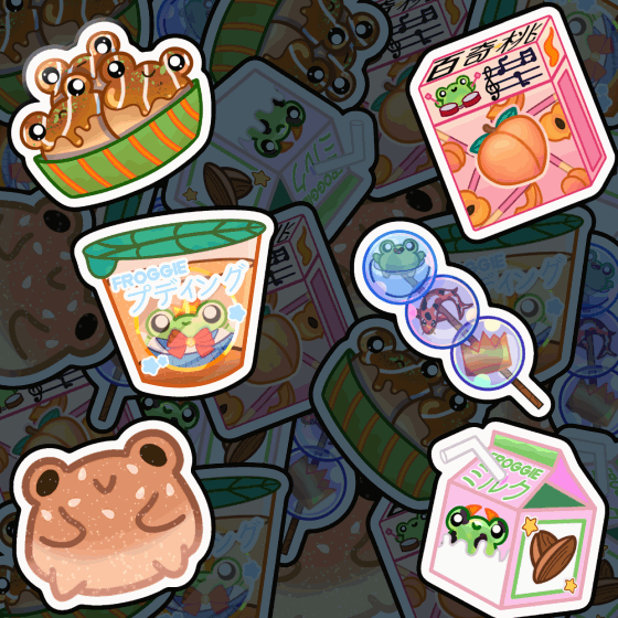 Image of Japanese snack themed Froggie Prince Stickers