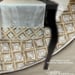 Image of White Velvet Gold and Silver Jeweled Trimmed Table Runner