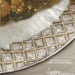 Image of White Velvet Gold and Silver Jeweled Trimmed Table Runner