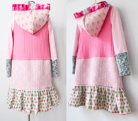 Image 5 of pink green tiedye mix vintage fabric 4/5 SWEATSHIRT CARDIGAN ROBE HOODED HOODIE courtneycourtney