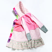 Image 3 of pink green tiedye mix vintage fabric 4/5 SWEATSHIRT CARDIGAN ROBE HOODED HOODIE courtneycourtney