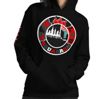 Image 1 of LFS ALL CITY SQUADRON LOGO ( SATIN BREDS/ BLACK HOODIE)
