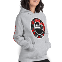 Image 1 of LFS ALL CITY SQUADRON LOGO (SATIN BREDS / GREY HOODIE )