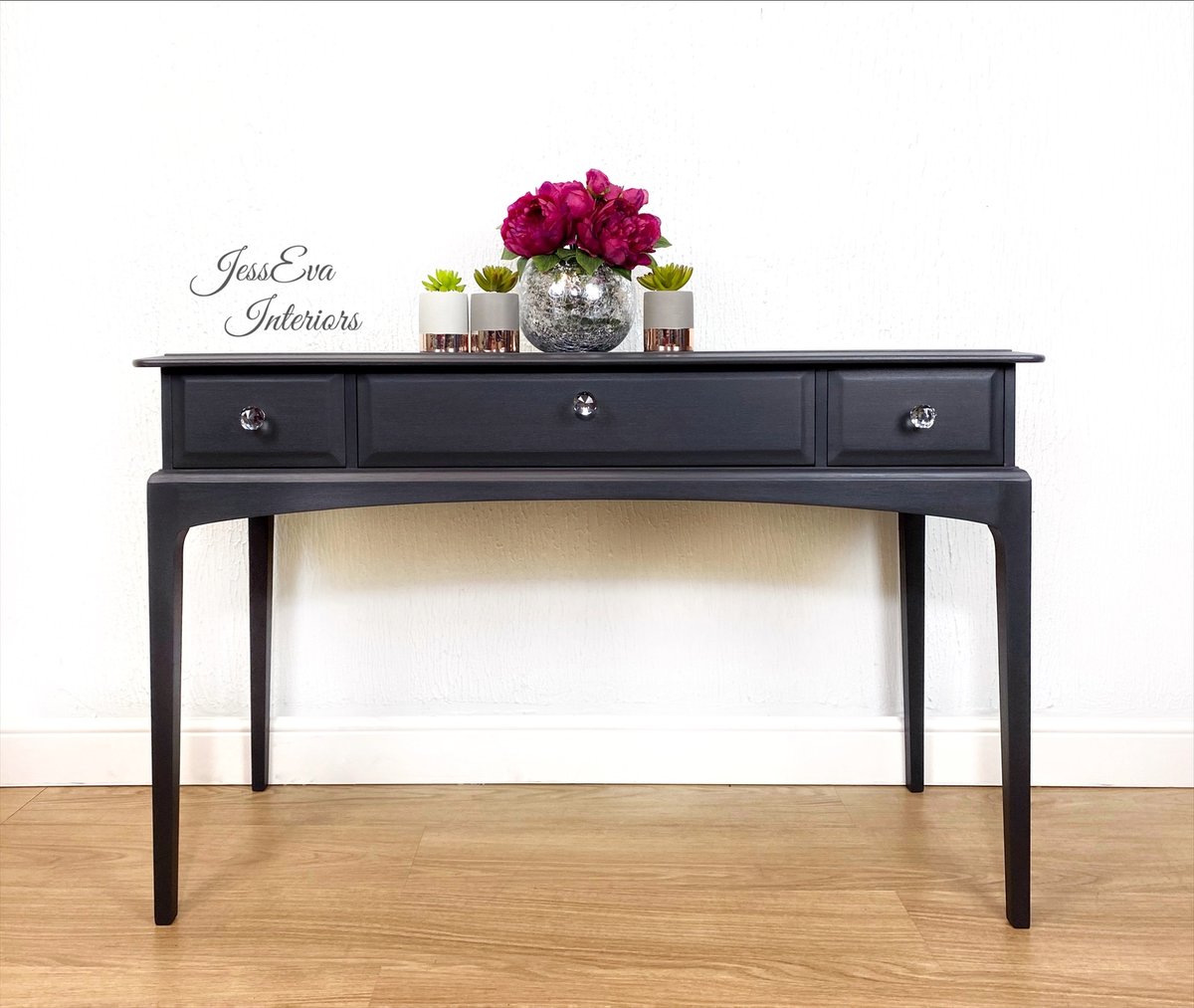 Stag Minstrel CONSOLE TABLE / DRESSING TABLE painted in Dark Grey/Charcoal colour.