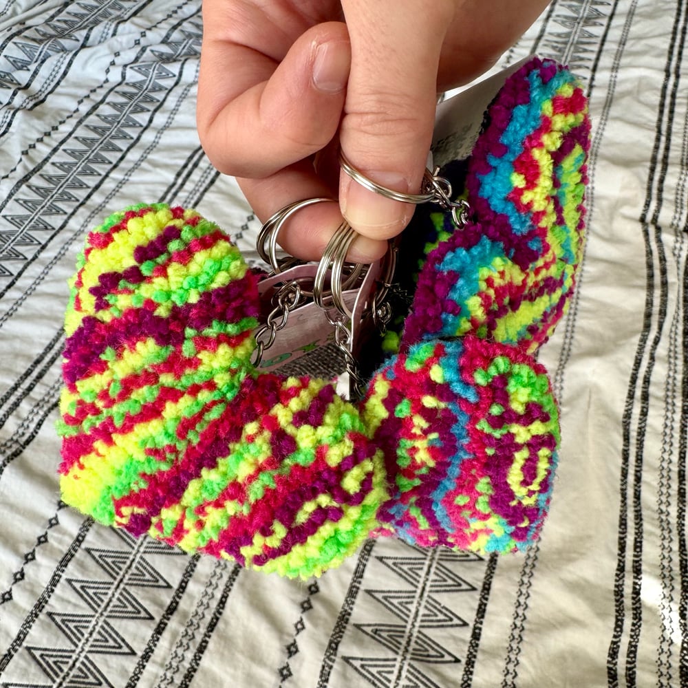 Image of Neon Heart Rug Keychains