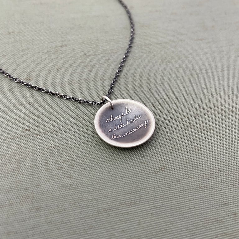 Small Sterling Silver Be Kinder Quote Necklace