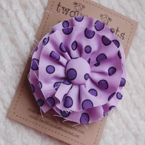 Image of messy flower hair clip-purple polka dots