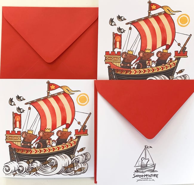 I Saw Three Mice Come Sailing In - pack of 5 cards
