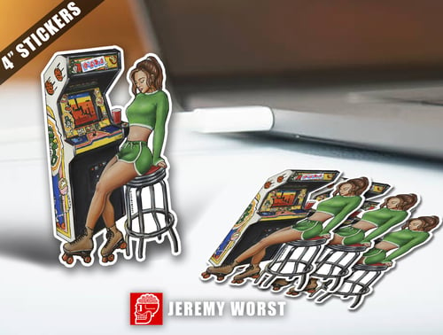 Image of Dig Dug Jeremy Worst Original Painting Arcade Series Gamer Girl Roller Skates
