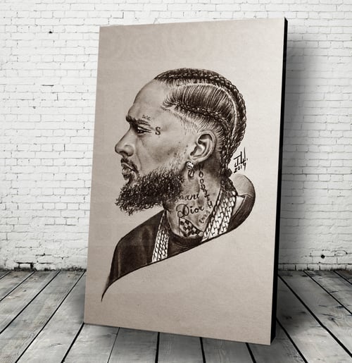 Image of Nipsey Hussle Ermias Asghedom rip art artwork legend hiphop rapper the marathon continues dedication