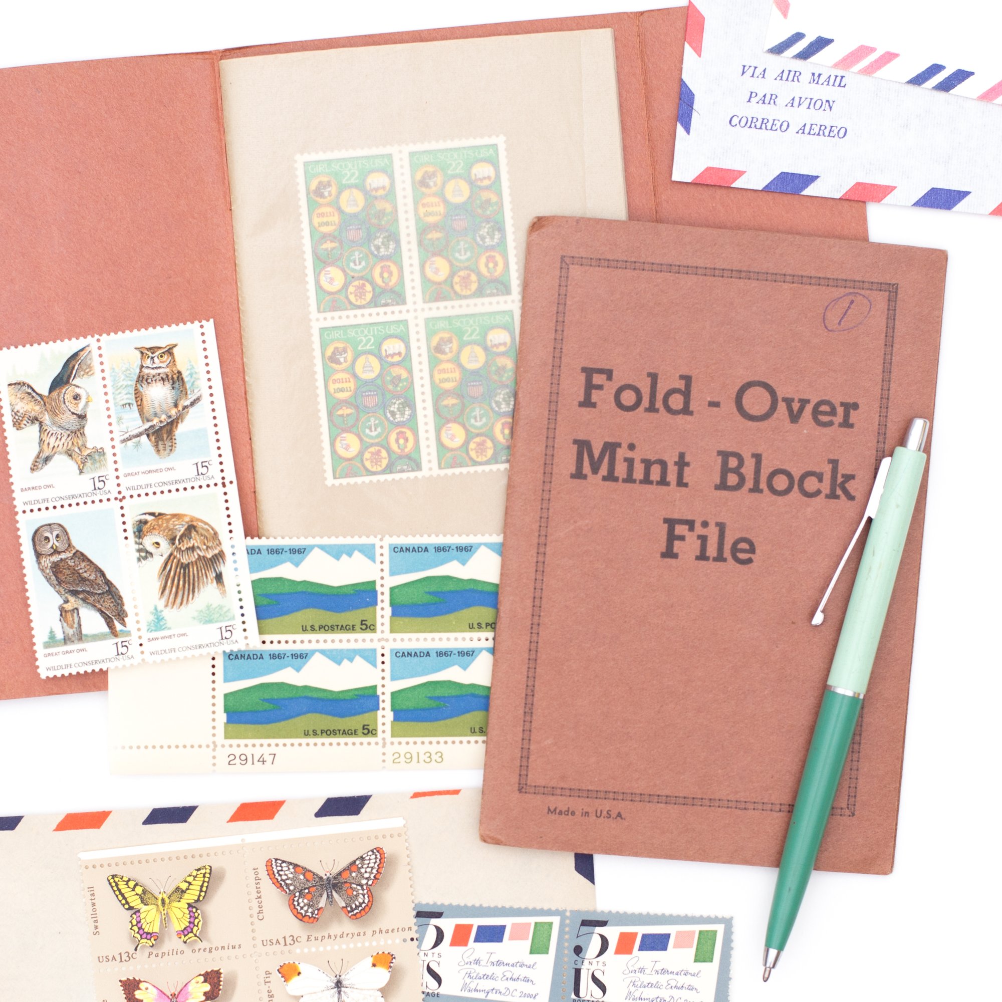 SaturdayAMVintage — Vintage Pocket Stamp File Booklet with Stamps