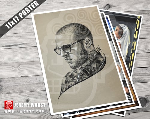 Image of MAC MILLER Sketch by Jeremy Worst Hip hop Rip legend artwork sad macmiller sticker pin design print