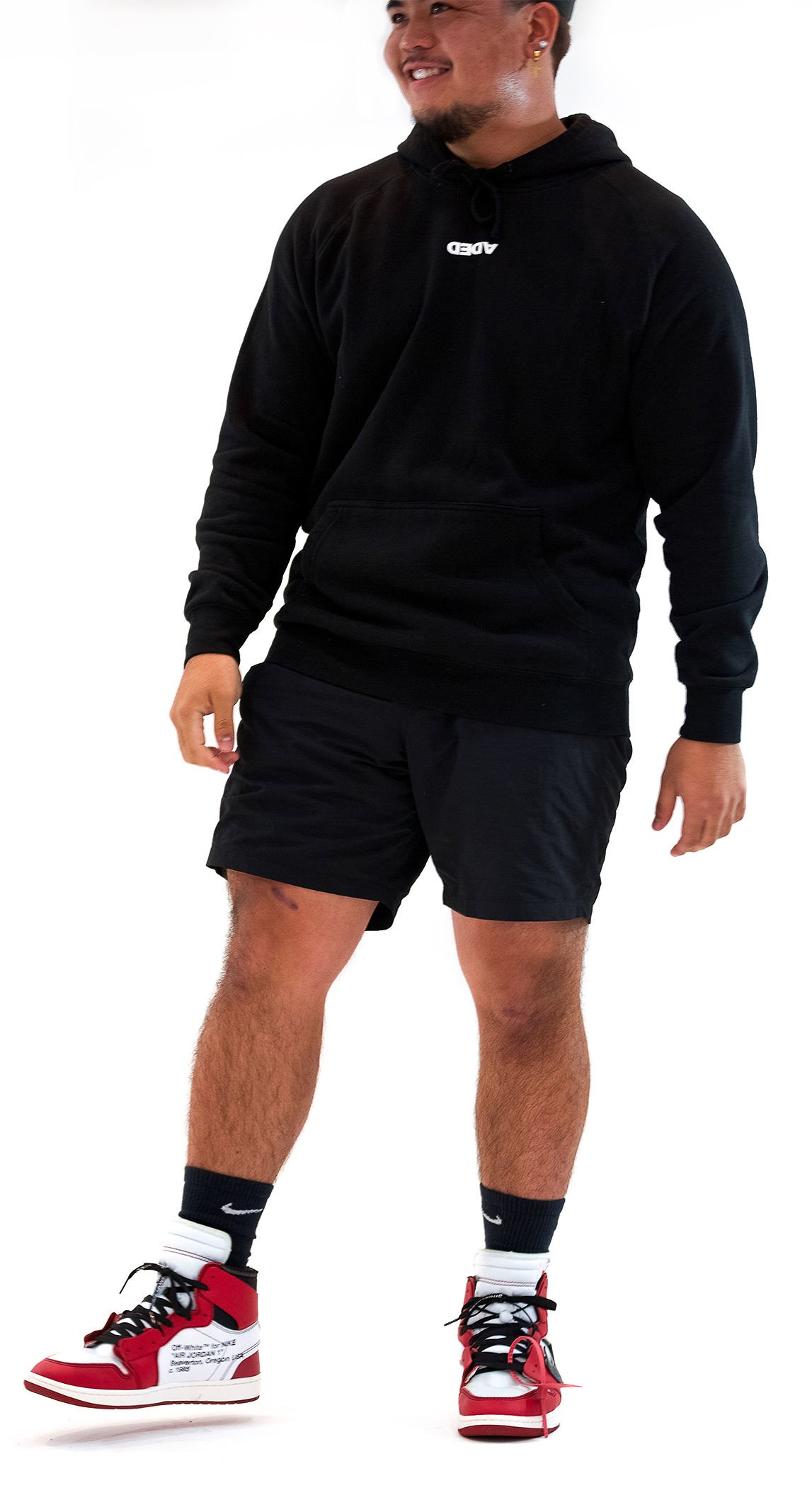 Image of DEDA MENS BLACK HOODIE WHITE STAPLE LOGO