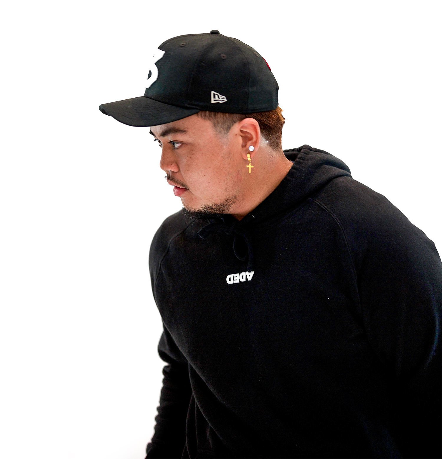 Image of DEDA MENS BLACK HOODIE WHITE STAPLE LOGO