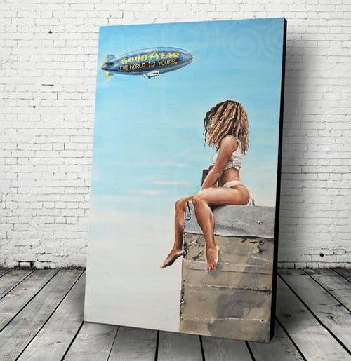 Image of The World is Yours by Jeremy worst adult goodyear blimp art wall sexy building landscape rooftop