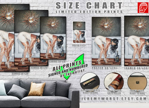 Image of JEREMY WORST Relax Artwork Signed Poster Print poster sizes fashion sexy woman