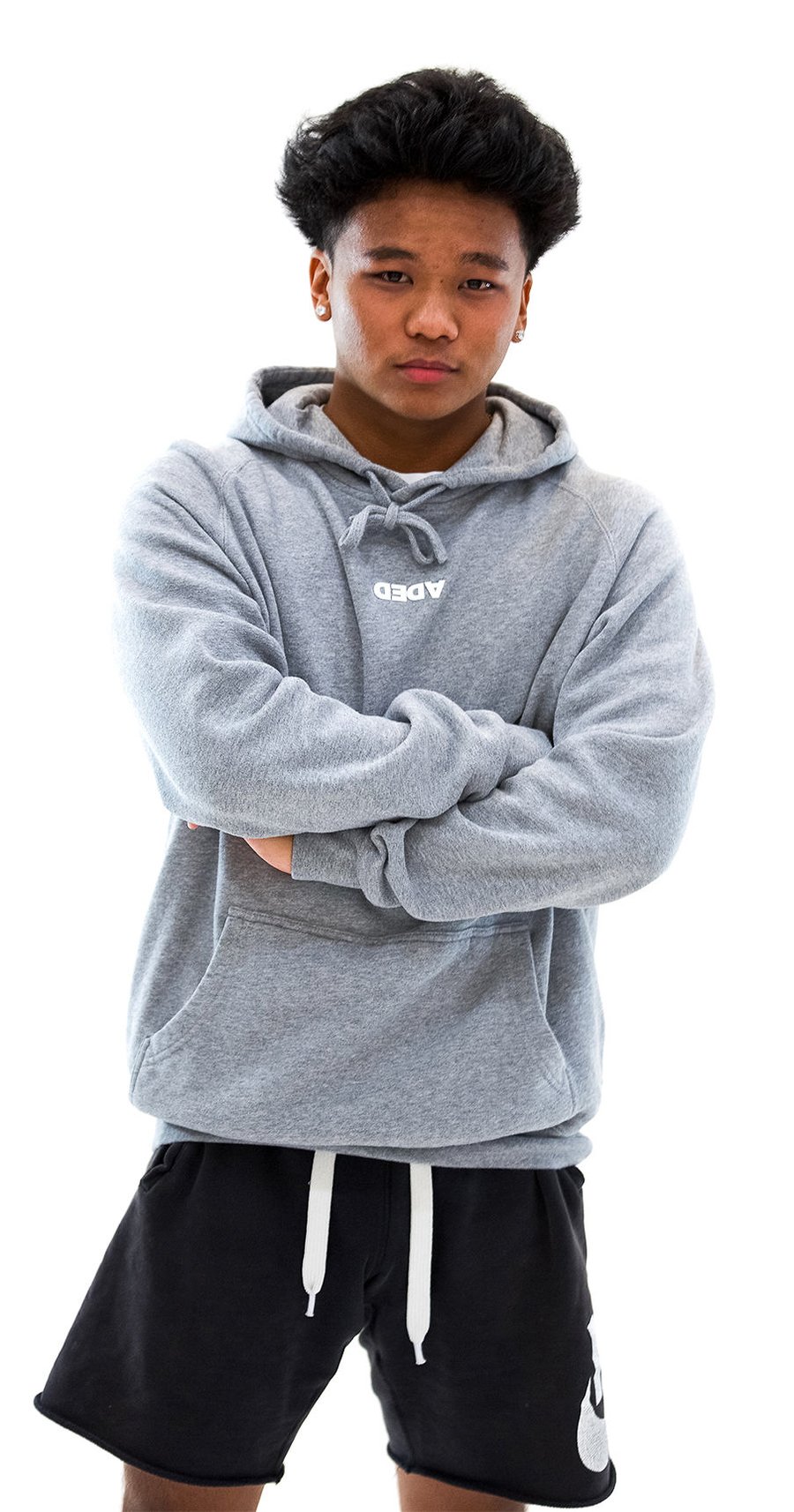 Image of DEDA MENS GREY HOODIE WHITE STAPLE LOGO