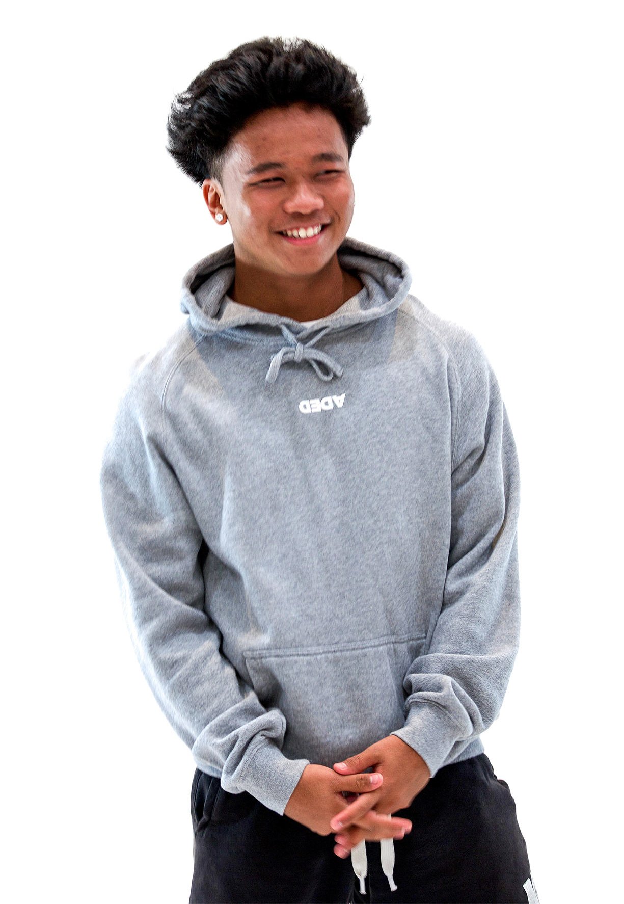 Image of DEDA MENS GREY HOODIE WHITE STAPLE LOGO