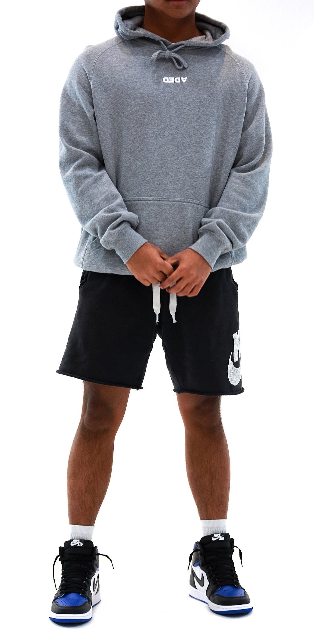 Image of DEDA MENS GREY HOODIE WHITE STAPLE LOGO