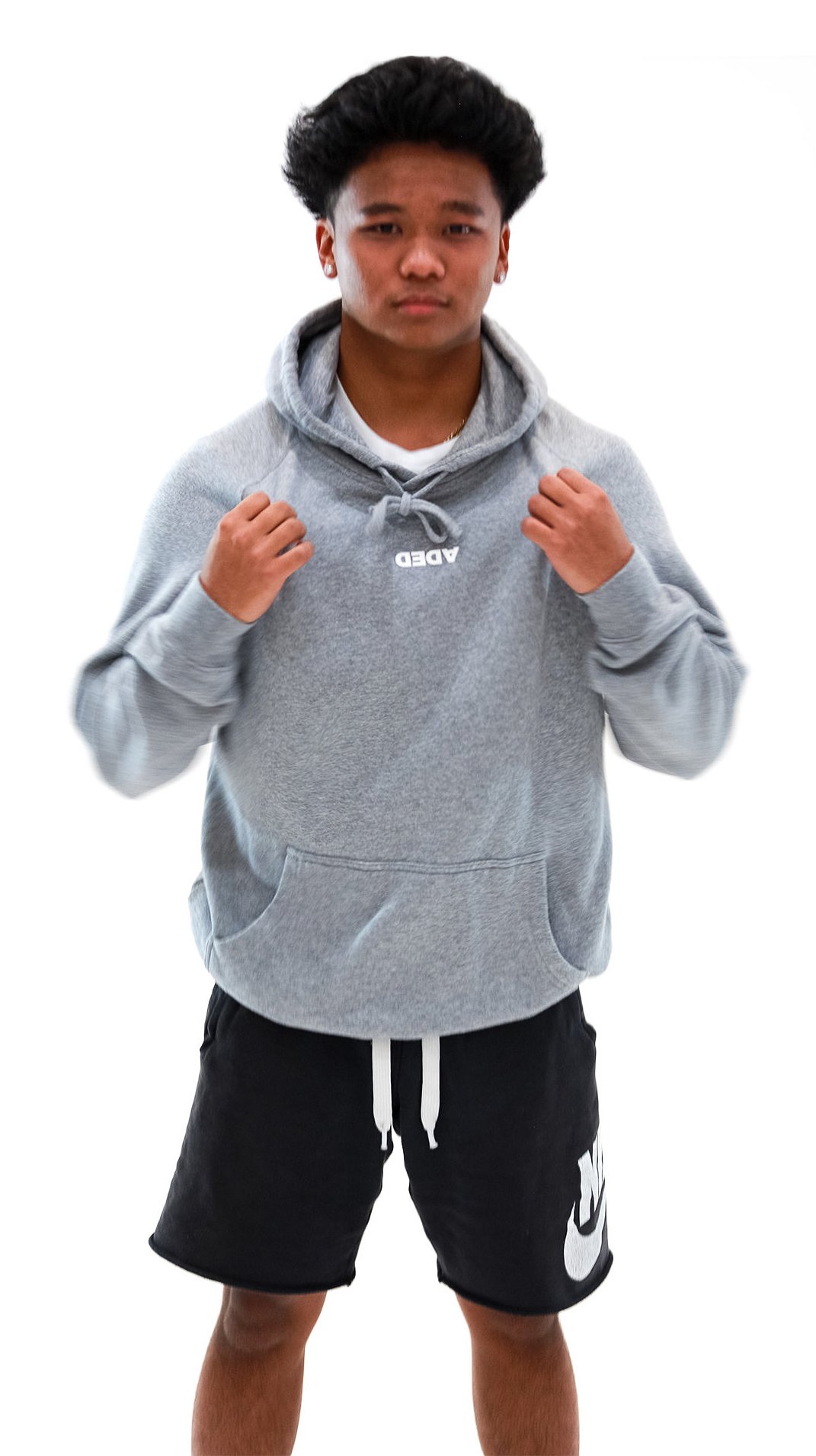 Image of DEDA MENS GREY HOODIE WHITE STAPLE LOGO
