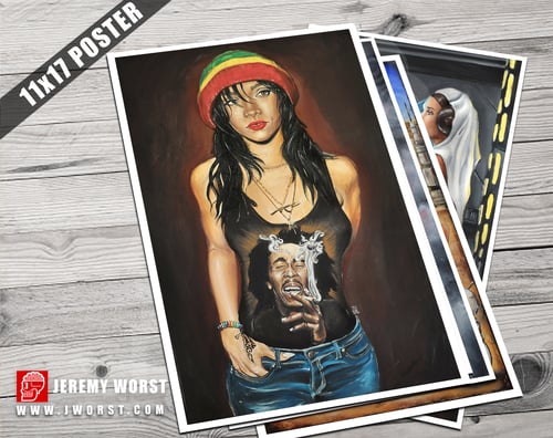 Image of JEREMY WORST Rasta RiRi Rihanna Print Original Artwork Signed