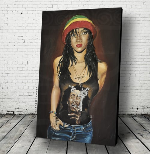 Image of JEREMY WORST Rasta RiRi Rihanna Print Original Artwork Signed