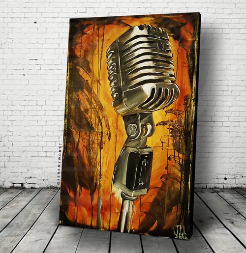 Image of JEREMY WORST Mic Original Artwork Signed Print poster Nipsey Hussle art ermias wall music microphone