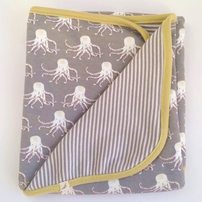 Pigeon Organics Octopus Print Cotton Baby Blanket