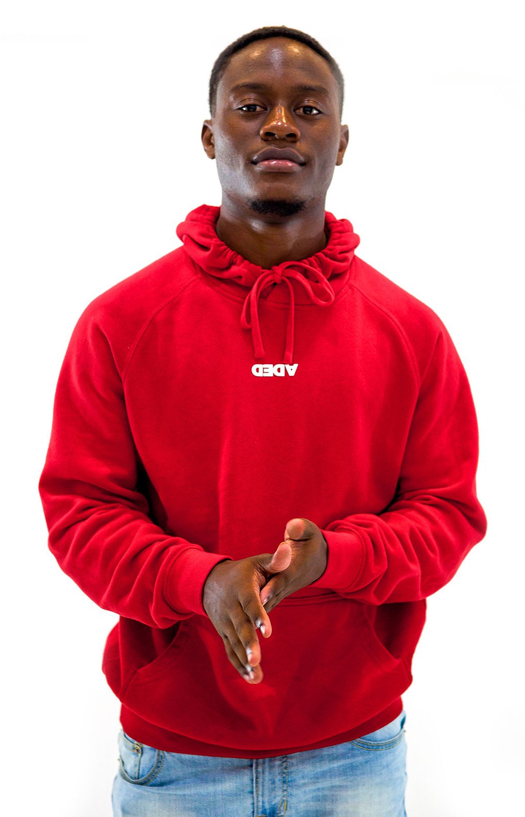 Image of DEDA MENS RED HOODIE WHITE LOGO