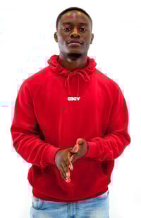Image 2 of DEDA MENS RED HOODIE WHITE LOGO