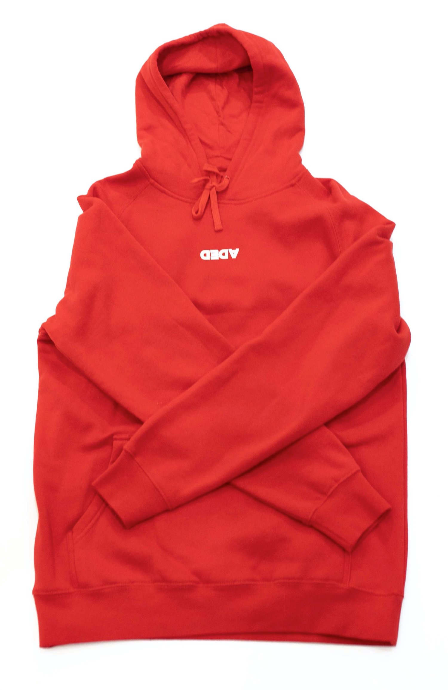 Image of DEDA MENS RED HOODIE WHITE LOGO