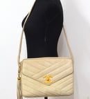 Image 3 of Chanel Beige and Gold Suede bag