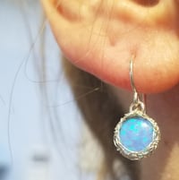 Image 2 of Sterling Silver Crochet and Opal Earrings