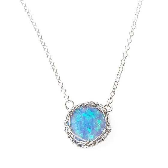 Image of Sterling Silver Crochet and Opal Necklace
