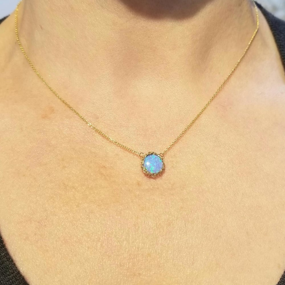 Image of 14k Gold-fill Crochet and Opal Necklace