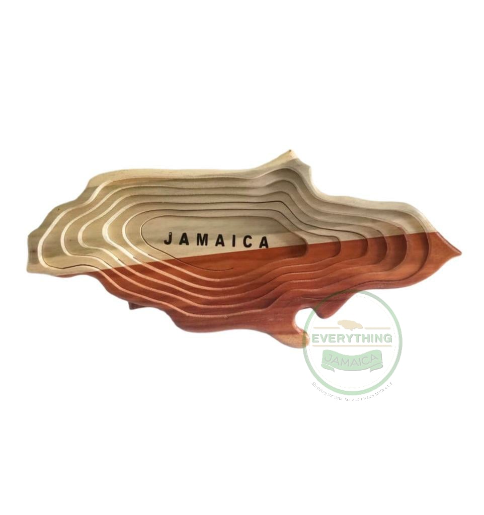 Jamaican Map wooden Folding fruit Bowl 